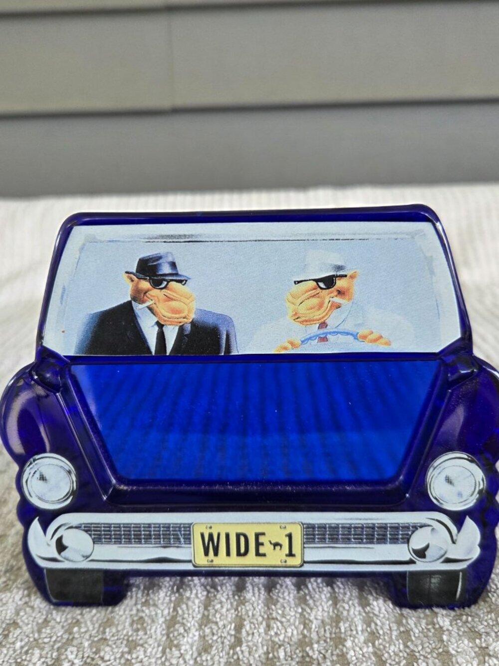 Joe the Camel Vintage "Wide-1" Car Ashtray, Double-Sided, Cobalt Blue Glass